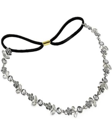 Women Silver Rhinestone Flower Hair Band Elastic Headband Headbands - Buy Online on SooperMarket.com