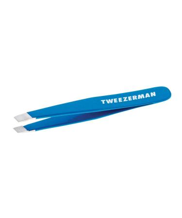 Tweezerman Mini Slant Tweezer - Tweezers For Eyebrows, Travel Tweezers For Eyebrows, Facial Hair, Ingrown Hair (Bahama Blue) Green Tea