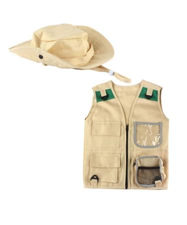 zalati Cargo Vest with Hat Explorer Adventure Backyard Park Safari Zoo Keeper Style Outdoor Activity for Kids