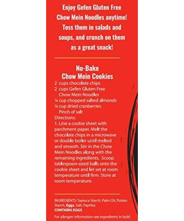 Gefen Gluten Free Chow Mein Fine Noodles 8oz (3 Pack) - All Natural Thin & Crisp - Buy Online on SooperMarket.com