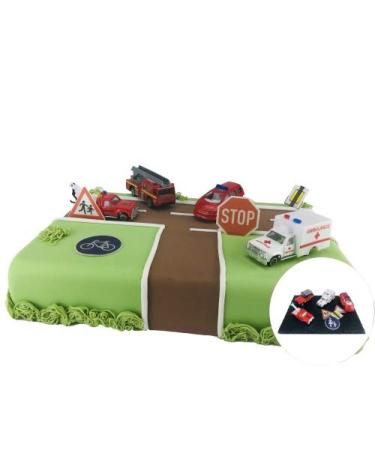 Cake Company Torte decoration rescue vehicles with four different rescue vehicles |Tortendendeko Children's Burded Day and Birthday