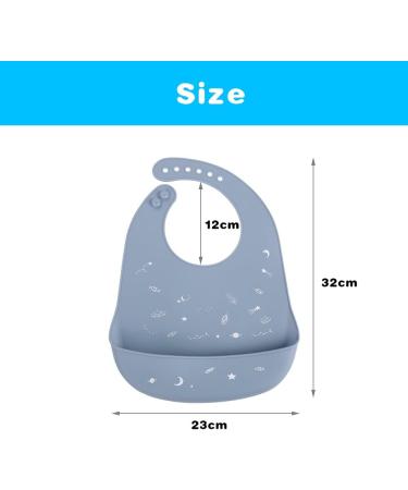 Vicloon Silicone Baby Bib | Waterproof Weaning Bib with Food Catcher Pocket | Adjustable Toddler Feeding Bib - Pink/Blue/Grey - Buy Online on SooperMarket.com