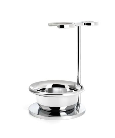 M HLE Chrome Shaving Set Stand for VIVO and RYTMO Series Brushes & Razors with Bowl