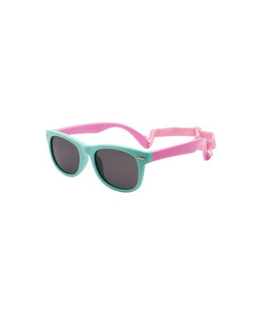 FOURCHEN Flexible Polarized Baby Sunglasses for Toddler and Infant with Strap Age 0-3 Green