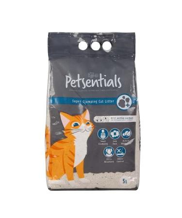 Petsentials Super Clumping Cat Kitten Litter Ultra Absorbent Natural Cat Litter with Active Carbon (5L) White