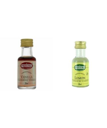 Preema Vanilla Essence - 28ML And Preema Lemon Flavoured Essence Prefect For Baking | Halal | Premium Quality