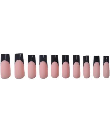Ruarby 360x False Nails Full Cover Stick on Nails French Black Tip Press On Nails Artificial Nails Long False Nails for Women - Buy Online on SooperMarket.com