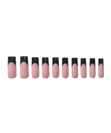 Ruarby 360x False Nails Full Cover Stick on Nails French Black Tip Press On Nails Artificial Nails Long False Nails for Women