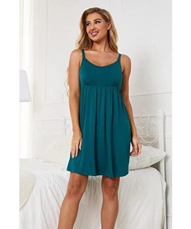 Sosolism Women's Green Nursing Nightdress with Lace Trim - Adjustable Maternity Breastfeeding Dress - Buy Online on SooperMarket.com