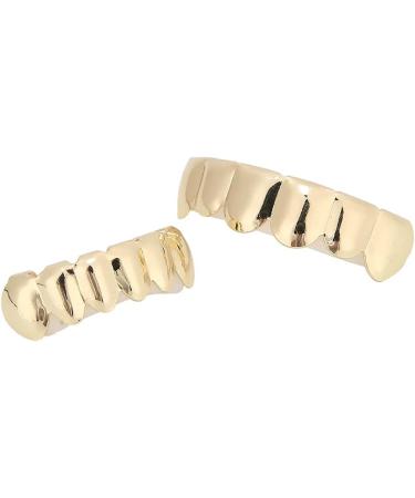 Herchr Funny Halloween Teeth - Shiny Brass Prosthesis for Parties | Unique Gold Decoration & Gift - Buy Online on SooperMarket.com