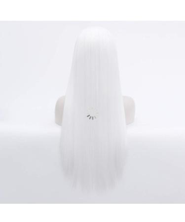 Buy SHIYID White Long Synthetic Lace Front Wig | Heat Resistant Silky Straight Wig for Women - International Shipping Available - Buy Online on SooperMarket.com