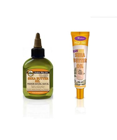 Difeel Shea Butter Moisturizing Hair Collection - 2 Piece Set: Includes Shea Butter Hair Oil and Mega Care Raw Shea Butter Hair Oil
