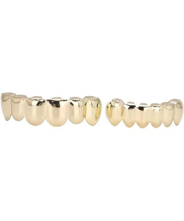 Herchr Funny Halloween Teeth - Shiny Brass Prosthesis for Parties | Unique Gold Decoration & Gift - Buy Online on SooperMarket.com