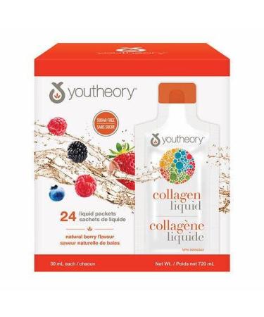 Youtheory Sugar Free Natural Berry Collagen Liquid Healthy Skin Formula - 24 Liquid Packets (720ml)