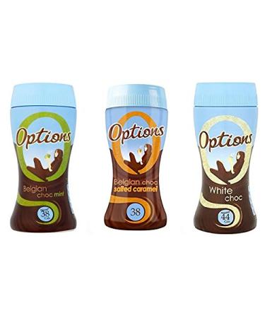 Options 3 Flavours Salted Caramel Mint White Choc