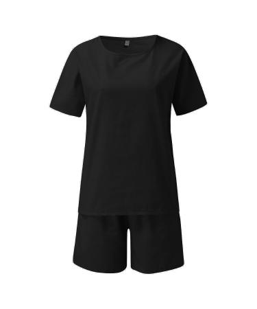 Ladies Casual Black Cotton Linen Two Piece Shorts Suit - Medium - Buy Online on SooperMarket.com