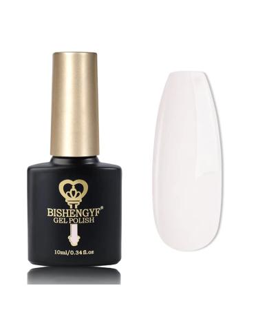 BISHENGYF Gel Nail Polish Pure White Natural Gel Polish French Nail Design Long Lasting Chip Resistant Translucent 10 ml (Requires Drying Under UV LED Lamp) E-White