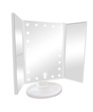 Buy From TV Trifold Makeup Mirror with LED Lights - Light Mirrors for Vanity - Portable Vanity Mirror with Lights - 1x/2x/3x/10x Magnification for Tweezing  Grooming Brows  Eye Makeup   Dimmable Trifold Lighted Mirror