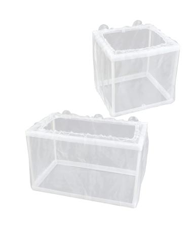 2 Pack Aquarium Fish Breeder Box, Fish Isolation Box, Hatching Box, Juvenile Fish Spawning Incubator, Water Isolation Net Hatchery with Incubator Mesh and 10 Suction Cup(Small Size,Big Size)