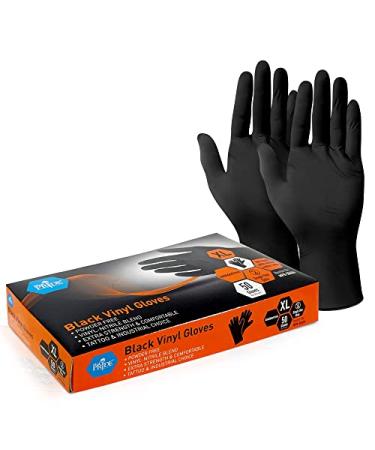 MED PRIDE Extra Strength Black Vinyl Disposable Gloves, Powder & Latex-Free, For Surgical, Tattoo Artist, Food Prep Use 50 Medium (Pack of 50)