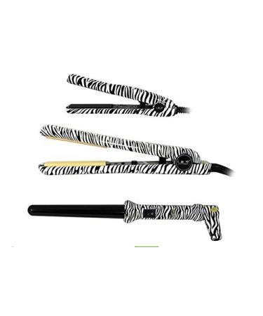 ISO Professional Hairstyling Set with Straightener Curling Iron and Mini Straightener"Zebra"