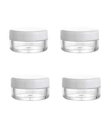 Empty Sample Pots 4 Pcs Empty Plastic Cosmetic Jars Clear Travel Cosmetic Container Mini Cosmetic Containers for Face Creams Sample Make-Up White