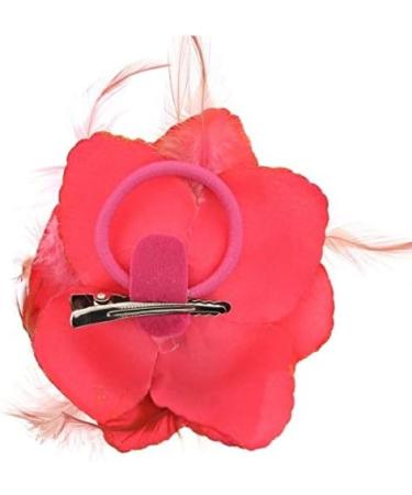 Zac's Alter Ego Glitter Hair Rose with Feathers on Clip & Elastic - Hair Piece or Corsage Bright Pink - Buy Online on SooperMarket.com