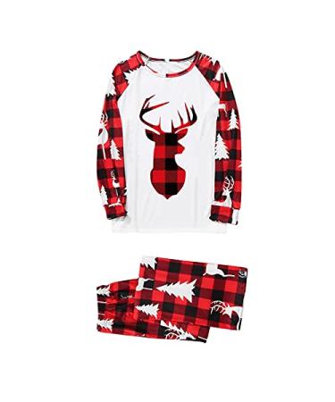 Christmas Pajamas Matching Family Pjs Sets Xmas Tree Reindeer Printed Top Plaid Pants Holiday Pjs Nightgown Holiday Pj'S Men X-Large Reindeer Christmas Tree