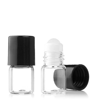 Grand Parfums Empty 1.5ml Micro Mini Rollon Dram Glass Bottles with Glass Roller Balls - Refillable Aromatherapy Essential Oil Roll On - Bulk - 1/4 Dram Pack of 12