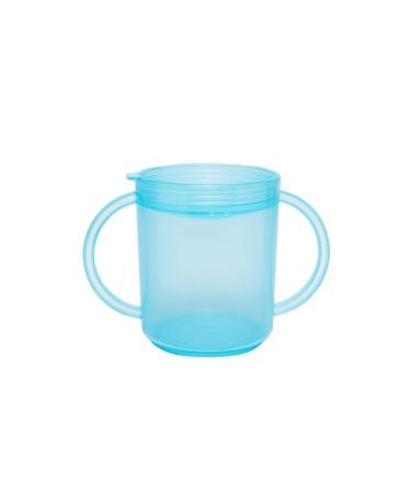 TalkTools Recessed Plastic Lid Cup with Handles | Break Resistant | Self-feeding - BPA Free - 2 Lids - Light Blue