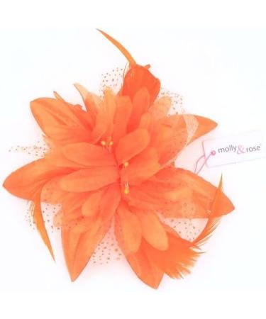 Arranview Jewellery Orange flower fascinator comb with feather tendrils Orange One Size - Buy Online on SooperMarket.com