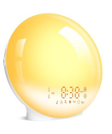 Togaga light alarm clock daylight alarm clock sunrise sunset simulation wake up light with two alarms alarm clock radio 7 natural noises 11 color light 20 brightness bedside lamp adult