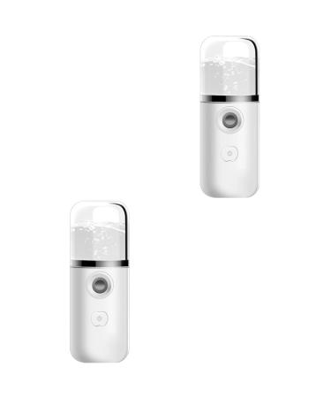 Baluue 2pcs Hydrating Instrument Portable Face Steamer Mini Sprayer Cool Spa Nano Face Steamer Abs White