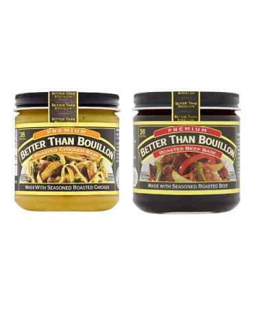 Better than Bouillon Premium Roasted Beef Base & Roasted Chicken Base 8 oz Jars, 2 CT