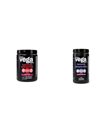 Vega Sport Hydration Electrolyte Powder Berry (40 Servings) Vegan Hydrator & Sport Post-Workout Recovery Accelerator Apple Berry (20 Servings) Vegan Non Dairy Gluten Free BCAAs 540g