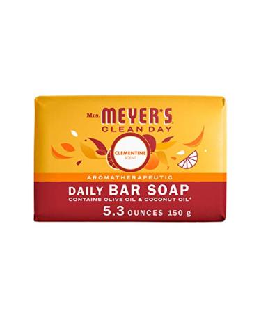 Mrs. Meyer's Clean Day's Bar Soap  Use as Body Wash or Hand Soap  Cruelty Free Formula Made with Essential Oils  Clementine Scent  5.3 oz  1 Bar Clementine 5.3 Ounce (Pack of 1)