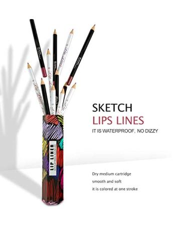 Waterproof Lip Liner Set - 12 Vibrant Colors | Long-Lasting Lipstick Cosmetic for Stunning Makeup - Buy Online on SooperMarket.com