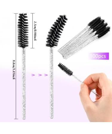 Dokpav 100 Pack Mascara Wands Lash Wands Black Disposable Eyelash Brush Black Makeup Brush with Crystal Handle Applicator Makeup Brush for Eyelash Extensions Eyelash Spoolies Eyebrow Brushes - Buy Online on SooperMarket.com