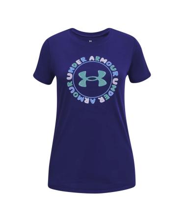 Under Armour Girls' Tech Twist Workmark Short Sleeve Crew (468) Sonar Blue / Nebula Purple / Baja Blue Medium