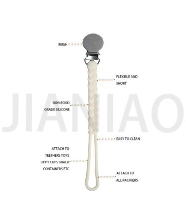 JIANIAO Silicone Pacifier Clip - One-Piece Beaded Design, 100% Silicone Strap for Pacifiers, Teethers & Toys - Buy Online on SooperMarket.com
