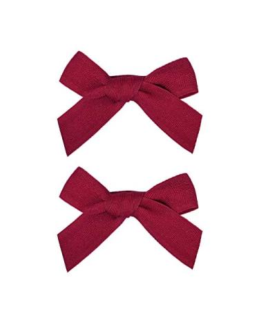 DEEKA 2 Pack Hair Clip Hair Bows Fringe Clip for Little Girls - Solid Apple Red
