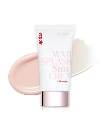 ESPOIR WATER SPLASH SUN CREAM CERAMIDE 60ML  2 Fl. Oz. | Moisturizing Barrier with CeramideNP Peptide | Tinted Sun Block | Excellent Coverage | Substitute Sunscreen for BB Cream | Korean Base Makeup