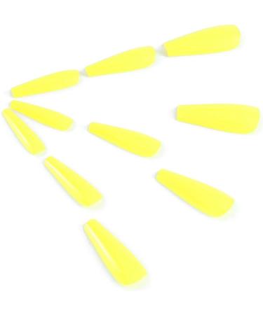 Brishow Coffin False Nails - Long Yellow Stick on Nails for Women and Girls - Buy Online on SooperMarket.com