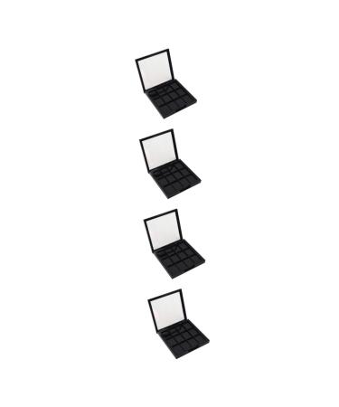 PLAFOPE 4 Pcs 12 Empty Eye Shadow Pallet Acrylic Makeup Cosmetic Pallet Empty Makeup with Mirror Black