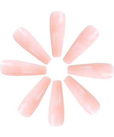 Coffin False Nails Long Nude Press On Acrylic Stick On Nails - 24pcs for Women and Girls - Buy Online on SooperMarket.com
