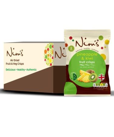 Nim's Pineapple and Kiwi Crisps - Multipack Box of 5 (healthy Vegan Whole Pineapple and Kiwi fruit only)