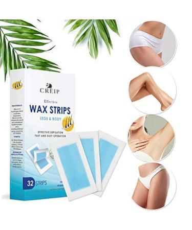Creip Wax Strips: Hair Removal Kit for Arm, Leg, Brazilian, Underarm & Bikini - 32 Wax Strips - Buy Online on SooperMarket.com