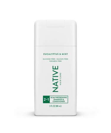 Native Eucalyptus & Mint - 2n1 Shampoo & Conditioner - Scalp Refreshing - Trial Size - 3fl oz - To Carry In Your Pockets Or For Your Travel