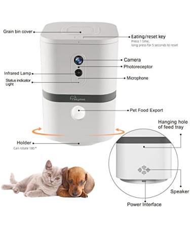 SKYMEE Petalk AI II Dog Camera Automatic Treat Dispenser 5G WiFi Full HD Pet Camera with 180 Pan Full-Room View Night Vision Two Way Audio for Dogs and Cats Compatible with Alexa (Support 5G WiFi) - Buy Online on SooperMarket.com