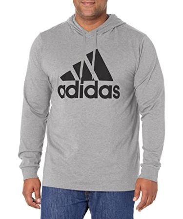 adidas Men's Essentials Logo Hoodie X-Large Tall Medium Grey Heather/Black